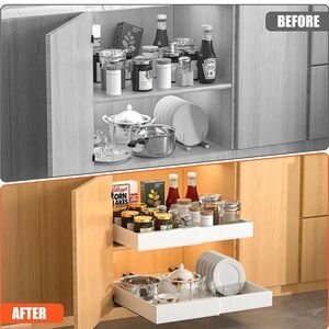 White Kitchen Cabinet Pull-Out Organizer